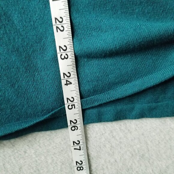 J Jill Womens Large Faux Wrap Tie Front Knit Top Blue Green Soft Lightweight - Picture 8 of 10